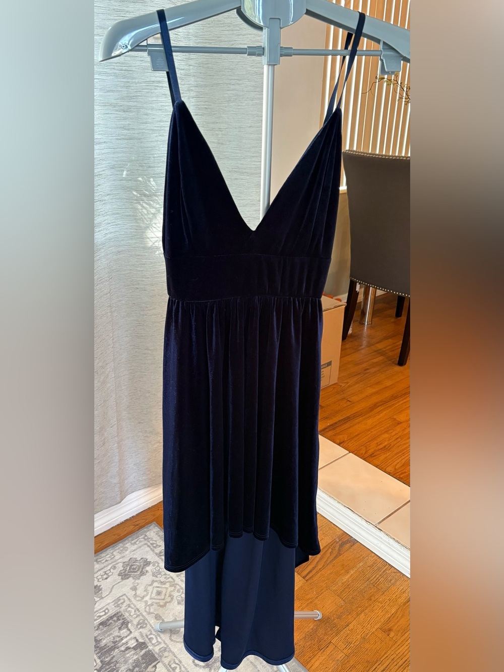 Dainty Hooligan Velvet High Low Dress Navy Blue Small NWOT Party Cocktail